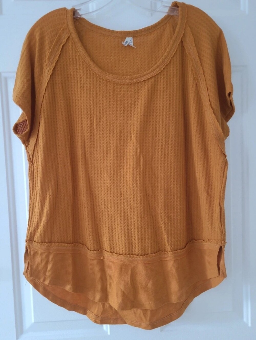 Mudd Mustard Short Sleeve Waffle Knit Tunic